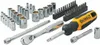 A set of tools, including sockets, a ratchet, and a screwdriver with bits, laid out on a white background. Produktbild-Vorschau