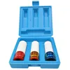 A set of three socket wrenches in a blue plastic case. Voir les images du produit