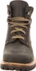A close-up, front-facing view of a black leather boot with brown laces. Voir les images du produit