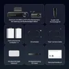 A collage of product components and accessories for a dashcam system, presented in a grid layout against a dark background. Produktbild-Vorschau