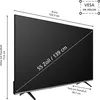 A diagram showing the dimensions of a television, including its width, height with stand, and depth with stand. It also indicates the VESA mount size. Produktbild-Vorschau