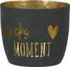 Gilde Windlicht, "Glücksmoment", Schriftzug, Metall, beige, Produktbild-Vorschau 4