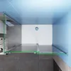 A top-down view of a modern shower enclosure with a white shower tray and blue tiled walls. Produktbild-Vorschau