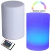 A product image showing a white cylindrical lamp and a second lamp in blue and purple gradient, with a remote control and a color spectrum graphic. Produktbild-Vorschau