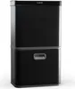 A black kitchen trash can with a silver handle, shown against a white background. Podgląd zdjęcia produktu
