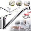 A collage of images showing a kitchen faucet, its features, and a hand filling a glass with water. Produktbild-Vorschau