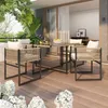 An outdoor dining set on a wooden deck with lush greenery in the background. Produktbild-Vorschau