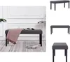 A collage of images showing a gray upholstered bench in different settings and angles. Náhled obrázku produktu