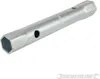 A silver-colored metal pipe wrench is shown against a white background. Produktbild-Vorschau