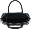 An open black handbag with silver zippers, viewed from above. Anteprima dell’immagine prodotto
