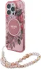 A pink iPhone case with a floral pattern and a beaded strap. Anteprima dell’immagine prodotto