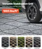 A close-up of a stabilization grid with a car tire on it, and smaller images showing different infill options. Podgląd zdjęcia produktu