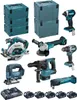 A collection of Makita power tools and storage cases. Produktbild-Vorschau