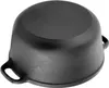 A black cast iron pot viewed from a slightly elevated side angle. Produktbild-Vorschau