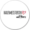 Huuraa Aufkleber Hausmeisterin mit Herz 10cm rund Sticker Produktbild-Vorschau 1