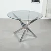 4-Fuß-Esstisch mit Ø110 cm Glasplatte Produktbild-Vorschau 5