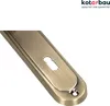 A close-up, angled view of a bronze-colored door handle escutcheon plate with a keyhole. Produktbild-Vorschau