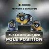Marketing image featuring cutting discs on display stands, with promotional text. Produktbild-Vorschau