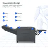 Diagram showing the ergonomic design of a gray recliner chair with numbered callouts pointing to different parts of the chair, along with descriptive text in Czech. Náhled obrázku produktu