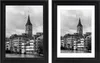 Two framed black and white photographs of buildings and a clock tower. Produktbild-Vorschau