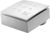 A white square ventilation unit with a textured top surface and a logo. Náhľad obrázku produktu