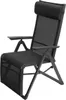 A black reclining garden chair with a headrest, shown from a slightly angled front view against a white background. Produktbild-Vorschau