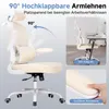 Collage of an ergonomic office chair with callouts highlighting features. Voir les images du produit