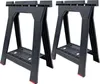 Two black plastic sawhorses are shown against a white background. Produktbild-Vorschau
