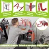 A young man is organizing tools on a rolling cart, with feature callouts at the top and a summary of benefits at the bottom. Voir les images du produit