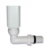 A white plumbing drain assembly with a flexible joint and an overflow pipe, set against a white background. Produktbild-Vorschau