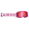 A pair of pink and white Airoh motocross goggles with red mirrored lenses, shown from the side on a white background. Produktbild-Vorschau