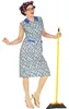 Putzfrau Kostüm für Erwachsene - Blumenkittel Blau | Produktbild-Vorschau 3