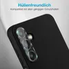 Close-up of a black smartphone case showing the camera lens area, with German text overlay. Produktbild-Vorschau