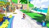 A video game scene with a character running down a sunny street lined with palm trees and buildings. Produktbild-Vorschau