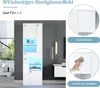 A modern white display cabinet with LED lighting, shown in a room setting and with close-up details of its features. Anteprima dell’immagine prodotto