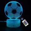 A 3D LED football night light with a remote control is displayed against a black background. Produktbild-Vorschau