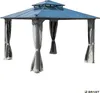 Alu Pavillon PAGODE 3,5x3,5m hellgrau mit Moskitonetz Produktbild-Vorschau 8