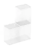 Three clear plastic display boxes are arranged in an L-shape on a white background. Produktbild-Vorschau