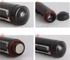 Collage of four images showing how to insert a battery into a digital thermometer. Produktbild-Vorschau