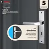 A close-up of a silver door handle with marketing text and a brand logo. Produktbild-Vorschau