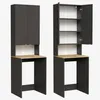 Two views of a gray and wood-grain washing machine cabinet with shelves. Anteprima dell’immagine prodotto