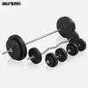 A set of weightlifting equipment including barbells and dumbbells on a white background. Produktbild-Vorschau