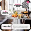 A round metal bistro table with drinks and food on it, in an indoor/outdoor setting. Náhled obrázku produktu