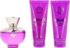A perfume set with a bottle and two tubes of body lotion/shower gel. Voir les images du produit