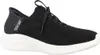 A black Skechers sneaker with a white sole is shown against a white background. Produktbild-Vorschau