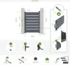 Diagram showing dimensions and components of a garden gate and fence. Produktbild-Vorschau