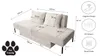 A diagram of a sofa with dimensions and feature callouts. Produktbild-Vorschau
