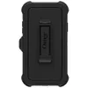 A black OtterBox Defender Series case for an Apple iPhone 11 is shown from the back with a belt clip attached. Voir les images du produit