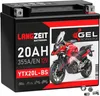 Langzeit Gel Motorradbatterie YTX20L-BS 20Ah 12V Produktbild-Vorschau 1