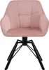 A pink velvet armchair with a black metal base. Náhľad obrázku produktu